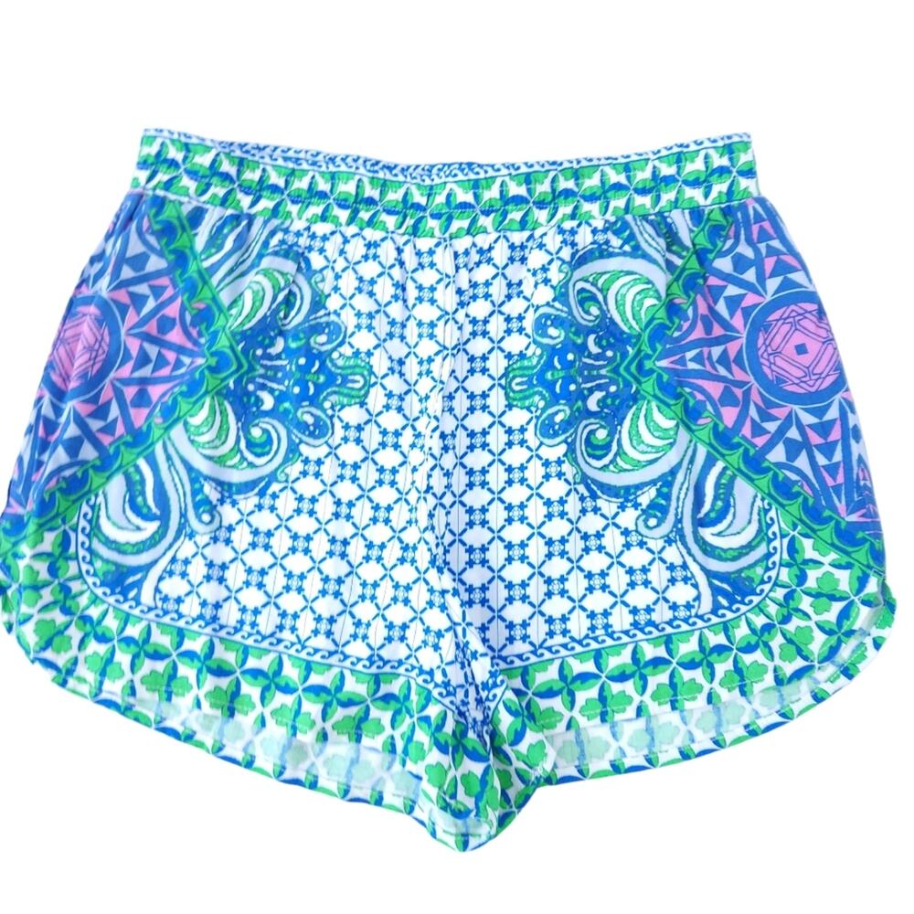 Lilly Rain Lightweight Printed Shorts Medium but Fit Smaller Blue Green Pink